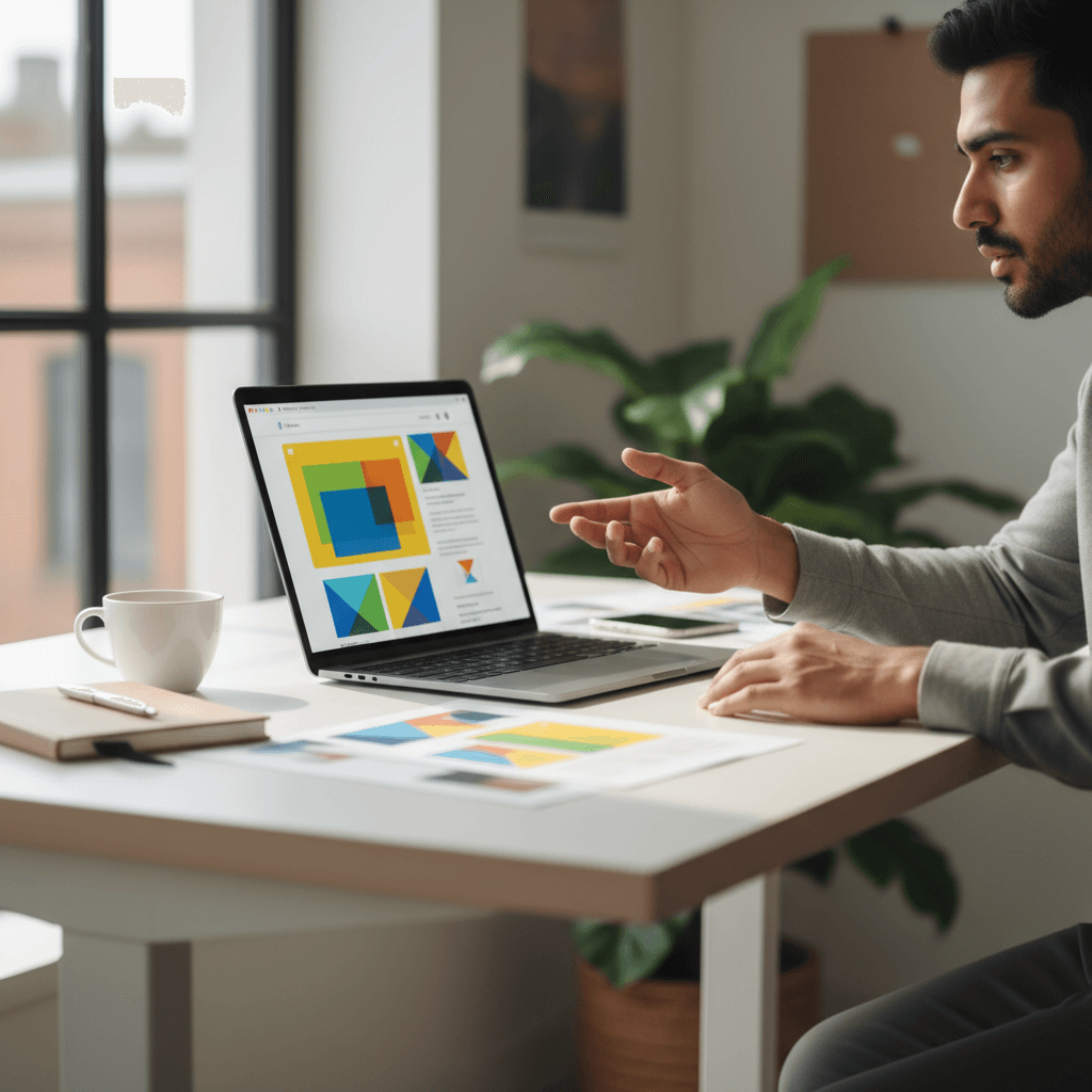 Webdesigner bei der Arbeit an einer professionellen Website auf einem modernen Arbeitsplatz